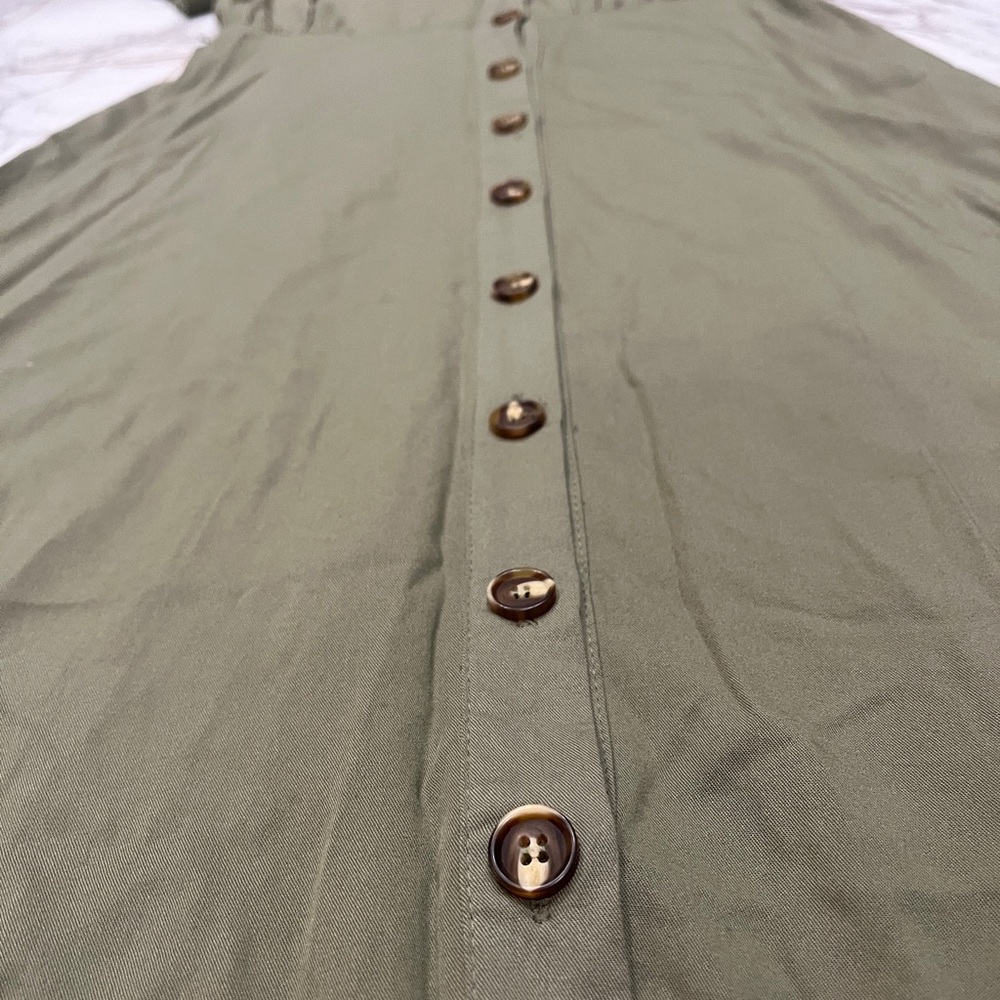 Olive green H&M safari dress with buttons.